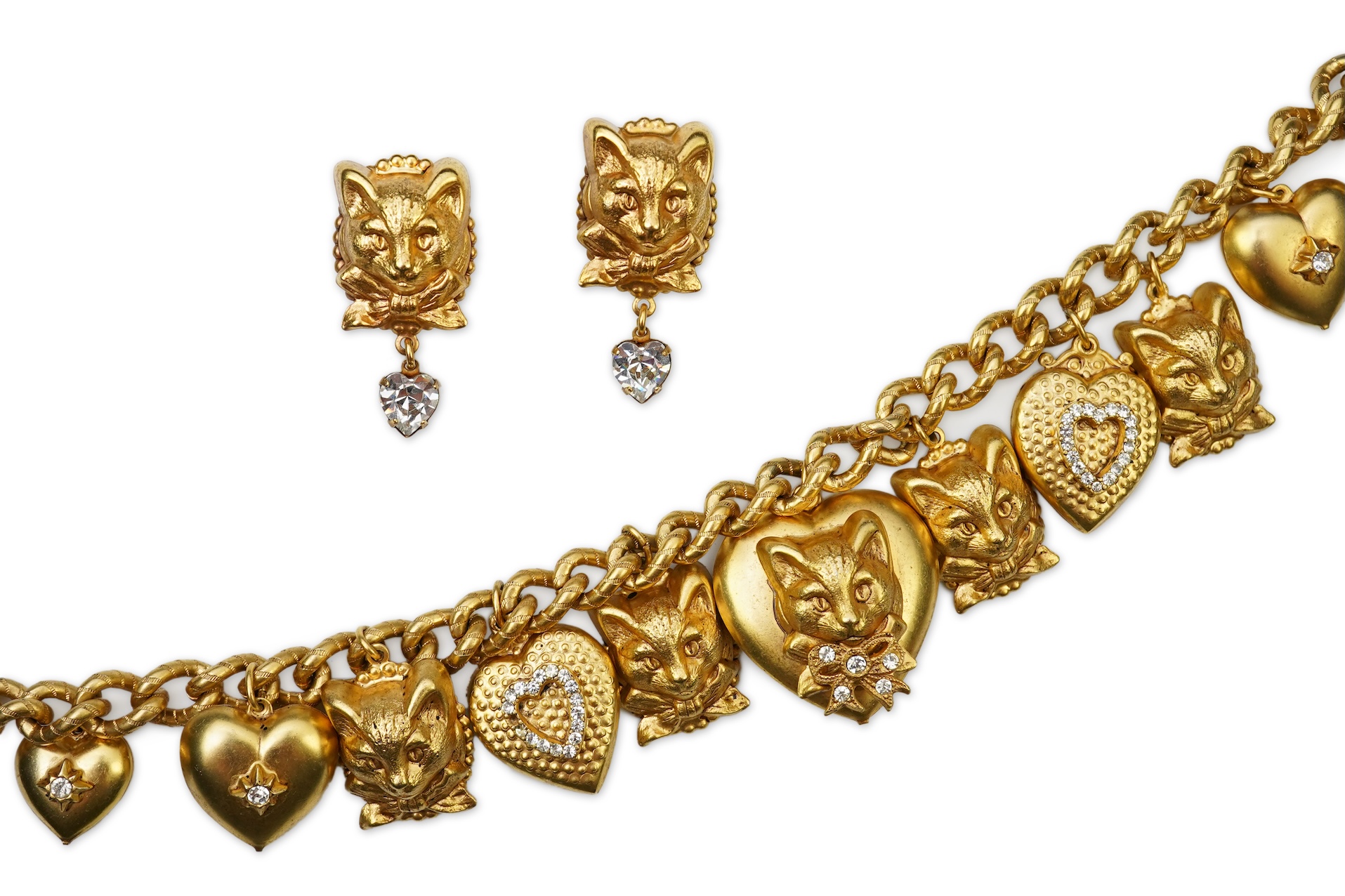 Askew London, a gilt metal necklace and pair of earrings